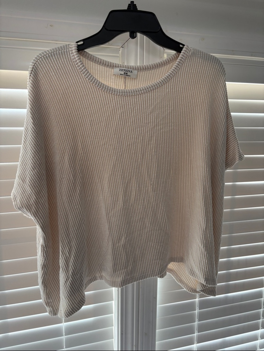 Zenana Outfitters Neutral Ribbed Boxy Short Sleeve Top